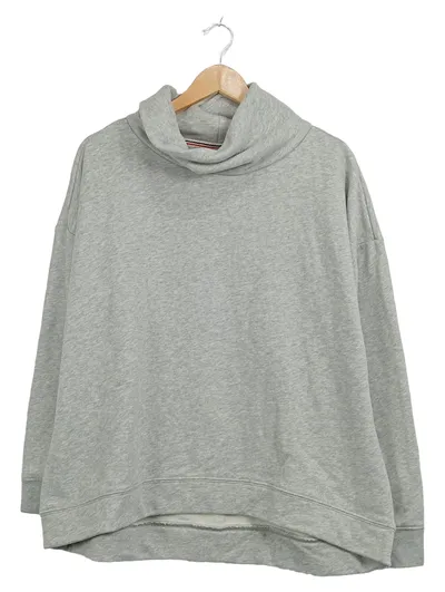 Lands' End Serious Sweats Rollkragen Pullover Damen Gr. L Grau Oversized