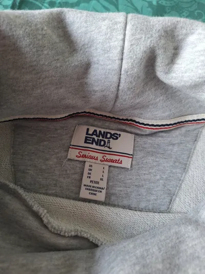 Lands' End Serious Sweats Rollkragen Pullover Damen Gr. L Grau Oversized