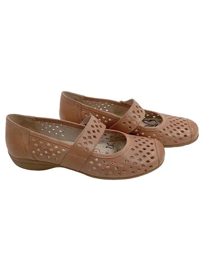 Caprice Ballerinas Damen Gr. 39 Beige Leder Lochmuster Mary Jane