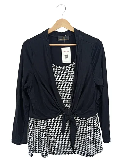 Alfredo Pauly Twin Set Damen Gr. 42 Schwarz Hahnentritt Cardigan Kleid