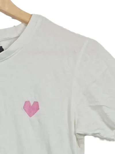 POP Copenhagen Damen T-Shirt Weiß Herz Applikation Gr. M