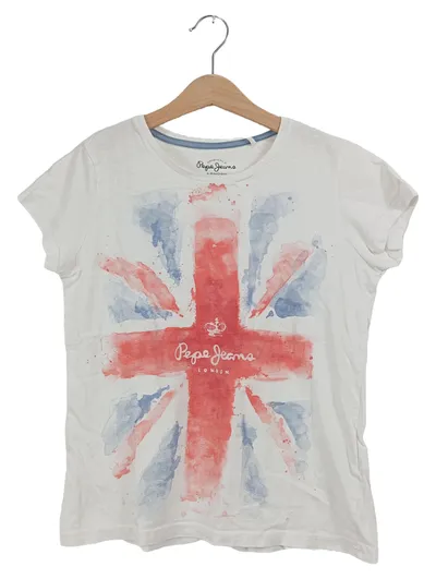 Pepe Jeans London T-Shirt Kinder Gr. 164 Weiß Union Jack Print