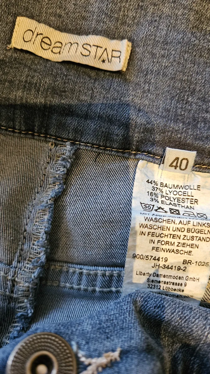 DREAMSTAR Damen Jeans Straight Leg High Waist Gr. 40 Hellblau Stretch 3