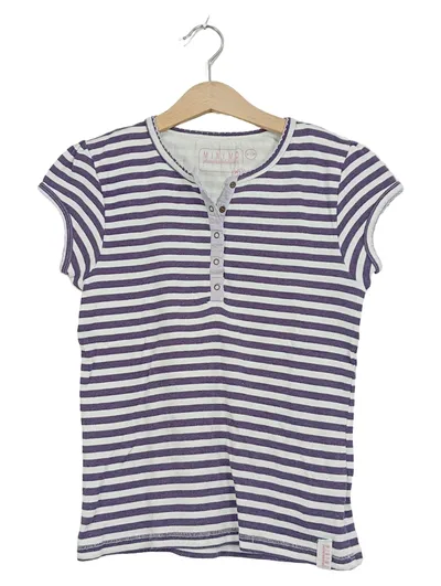 Minymo T-Shirt Kinder Gr. 134 Lila Weiß Gestreift Maritim Kurzarm