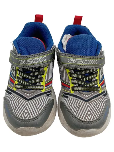 Geox Kinder Sneaker Jungen Klettverschluss Leuchtschuhe Grau Blau Gr. 25