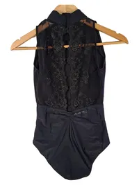 Ballet Rosa Body Damen Gr. 42 Schwarz Stickerei Spitze Stehkragen Elegant 2