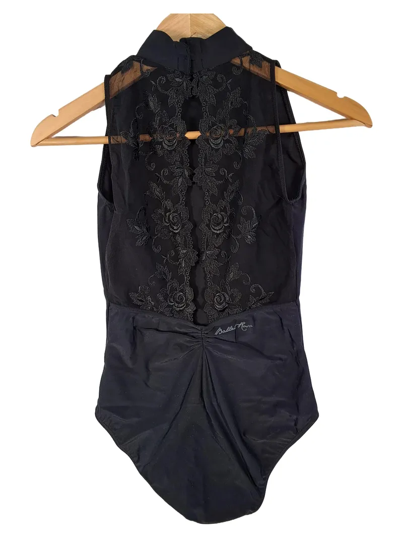 Ballet Rosa Body Damen Gr. 42 Schwarz Stickerei Spitze Stehkragen Elegant 2