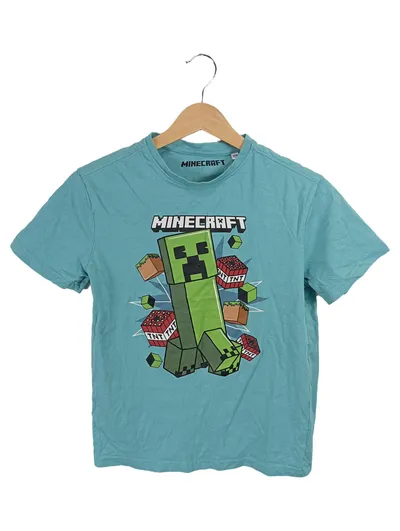 Minecraft Creeper T-Shirt Kinder 146-152 Türkis Kurzarm TNT Print