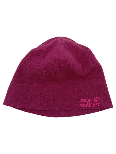 Jack Wolfskin Fleece Mütze Beanie Kinder Lila Outdoor Wintermütze