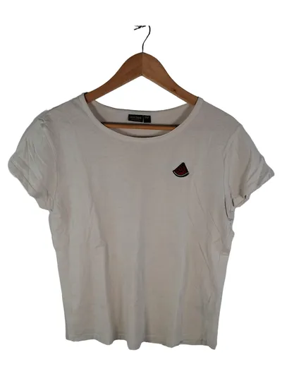 Eight2Nine Damen T-Shirt Weiß Wassermelone Aufnäher Gr. L Casual