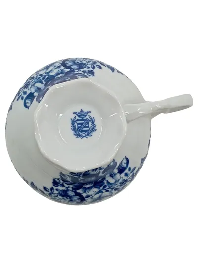 Weimar Porzellan Teetasse Blumenmuster Blau Weiß Klassisch 200ml