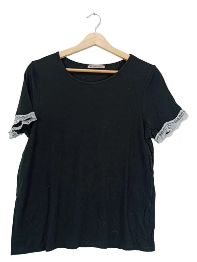 Anna Field Damen Pyjama Set Kurz Gr. 38 Schwarz Spitze Shirt Shorts