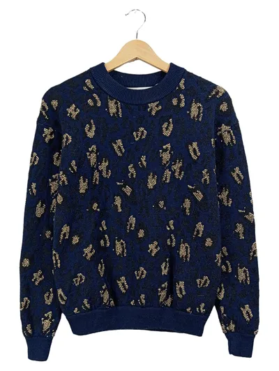 & Other Stories Pullover Leo-Muster Damen Gr. S Blau Strick