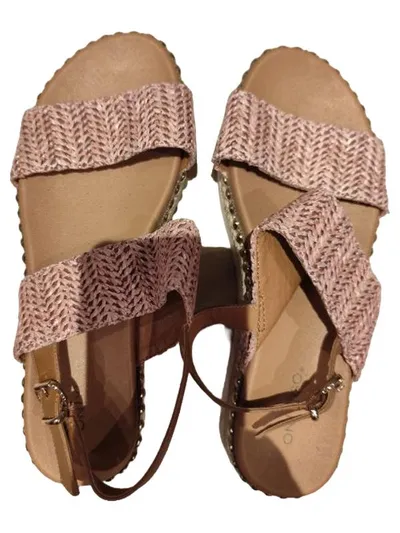 ONIYIGO Damen Sandalen Rosa Gr. 39 Geflochten Nieten Espadrilles