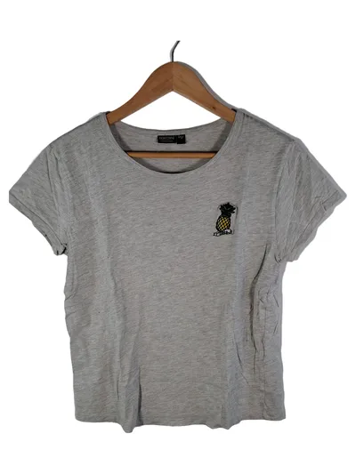 Eight2Nine Damen T-Shirt Grau Ananas Aufnäher Gr. L Casual