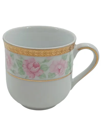 Burg Lindau Tasse Porzellan Rosenmuster Gold Rand Feines Porzellan 250ml