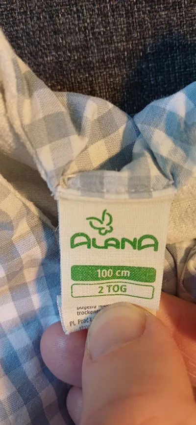 ALANA Baby Schlafsack 100cm 2 TOG Karo Blau Weiß Regenbogen Baumwolle