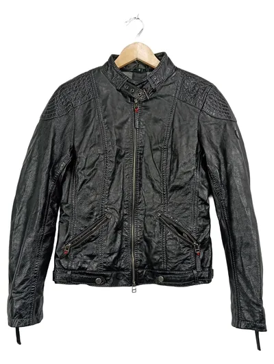 Gipsy Damen Lederjacke Schwarz Gr. S Bikerstil Echtleder