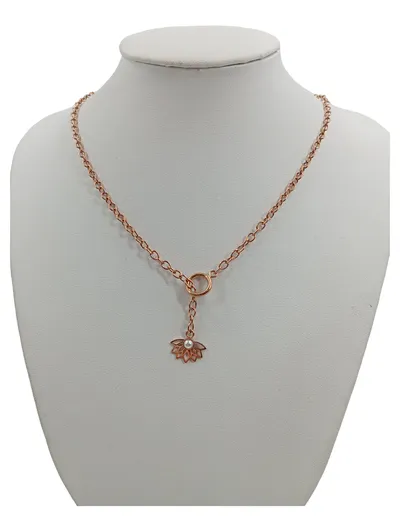 Purelei Damen Halskette Lotusblume Perle Rosegold 52cm Lariat
