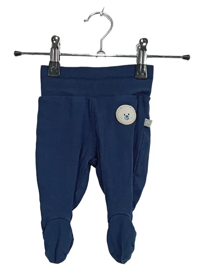 LIEGELIND Baby Strampler Gr. 50 Blau mit Füßen Bärenmotiv Neugeboren