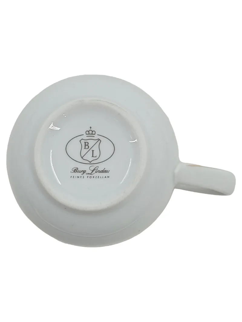 Burg Lindau Tasse Rosenmuster Feines Porzellan Goldrand Weiß Rosa 2