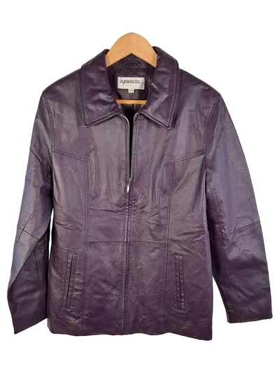 inpuncto Lederjacke Damen Gr. 40 Lila Casual Echtleder Reißverschluss