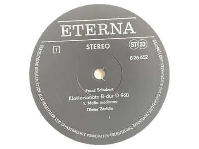 Franz Schubert Klaviersonate B-dur D 960 Vinyl LP Eterna 8 26 652 Dieter Zechlin