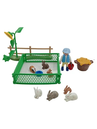 Playmobil Kaninchenstall mit Tieren Bauernhof Set Hasen Figur