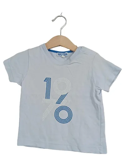 Jacadi Paris Baby T-Shirt Gr. 81/80 Hellblau Retro Print Kurzarm
