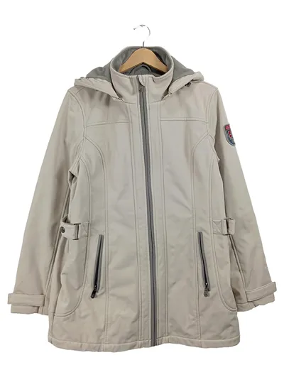 Canda Damen Softshelljacke Gr. 42 Beige Outdoor Kapuze Fleece