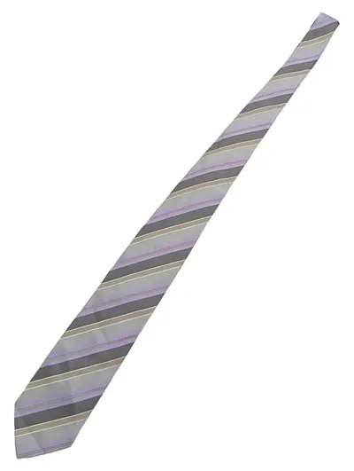 JOOP! Krawatte Herren Seide gestreift grau lila elegant Business 146cm