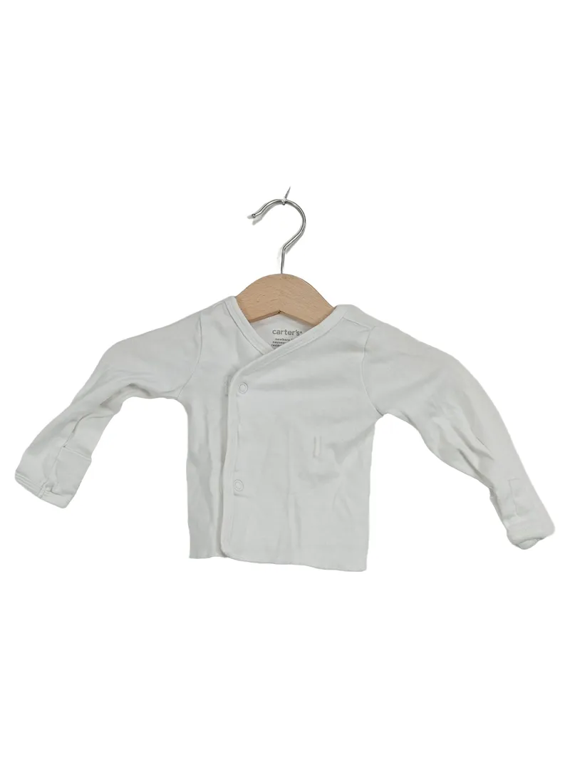 Carter's Baby Langarmshirt Wickelshirt Newborn Gr. 50 Weiß Baumwolle 1