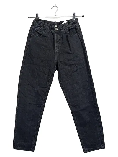 MANGO MNG Mom Jeans Mädchen Gr. 164 Schwarz Paperbag Denim