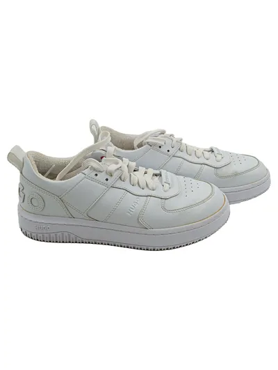 HUGO Sneaker Low Damen Gr. 38 Weiß Leder Casual Schnürschuh