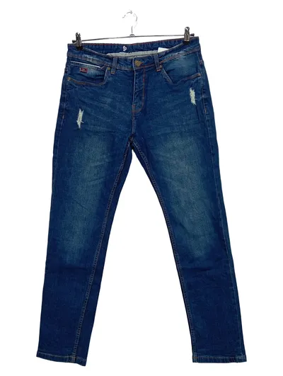 Herren Destroyed Jeans DNM Sublevel W32 Blau Slim Fit Used Look