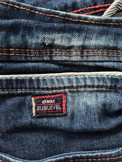 Herren Destroyed Jeans DNM Sublevel W32 Blau Slim Fit Used Look