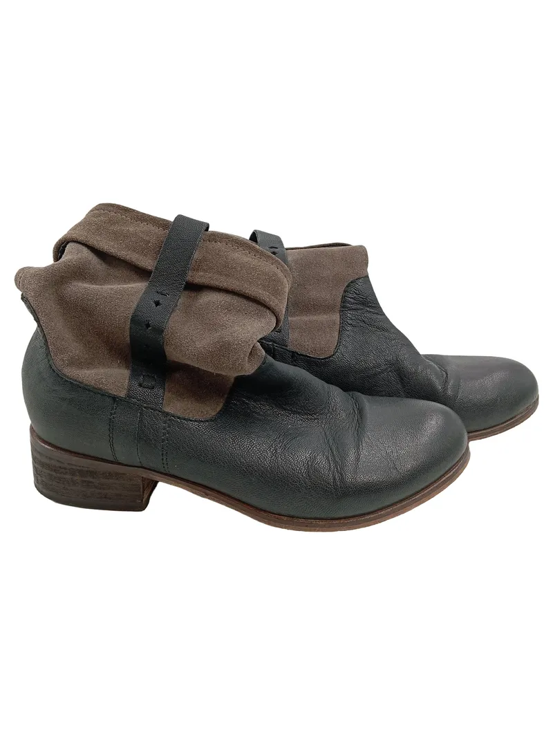 COX Damen Stiefelette Leder Wildleder Schwarz Braun Gr. 37 1