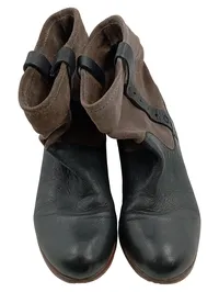 COX Damen Stiefelette Leder Wildleder Schwarz Braun Gr. 37 2