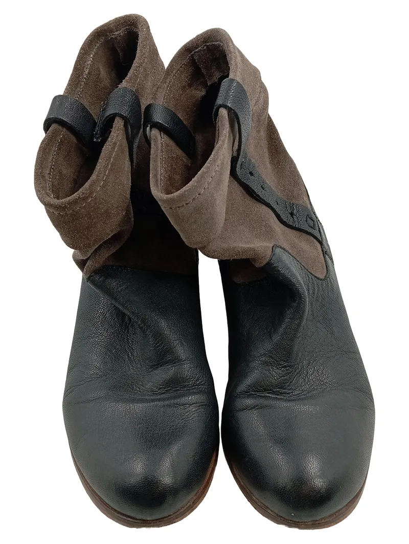 COX Damen Stiefelette Leder Wildleder Schwarz Braun Gr. 37 2
