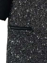 MANGO Damen Businesskleid Gr. S Tweed Fischgrät Grau 3/4-Arm Kleid 3