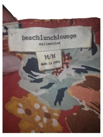beachlunchlove Damen Sommerkleid Blumenmuster Rot Gr. M Ärmellos Boho Viskose