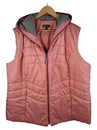 Ulla Popken Damen Steppweste Rosa Gr. 54, 56 mit Kapuze