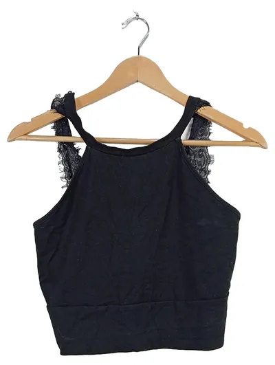 ABOUT YOU Damen Crop Top Spitze Schwarz Gr. 38 M Baumwolle