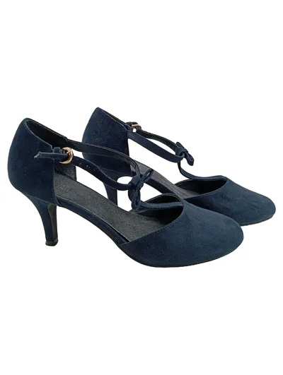 Grain de Malice Damen Pumps T-Strap Riemchen Blau Wildleder Gr. 38