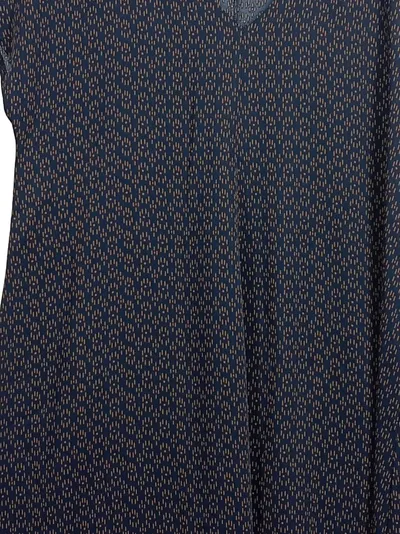 someday Damen Freizeitkleid Gr. 42 Blau Muster V-Ausschnitt Kurzarm Trapez
