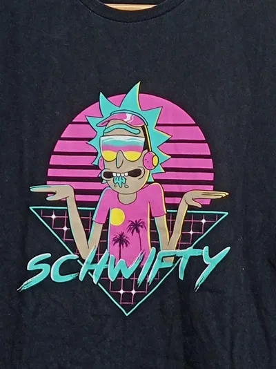 Gildan Rick and Morty Schwifty T-Shirt Herren Gr. L Schwarz Retro