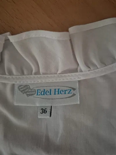 Edel Herz Dirndlbluse Crop Top Trachtenbluse Damen Gr. 36 Weiß