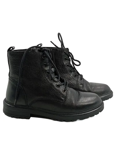 5th Avenue Damen Combat Stiefel Leder Schwarz Gr. 38 Schnürstiefel