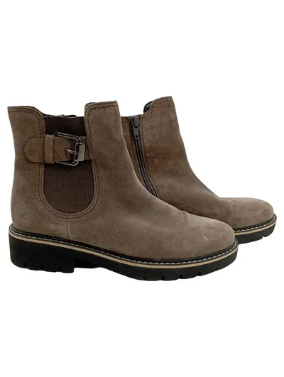 Gabor Damen Chelsea Stiefelette Wildleder Braun Gr. 37 Blockabsatz