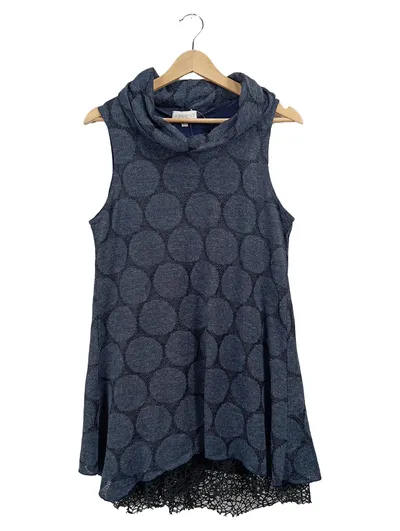 Apricot Pullunder Damen S 36 Blau Punkte Rollkragen Spitze Ärmellos Casual
